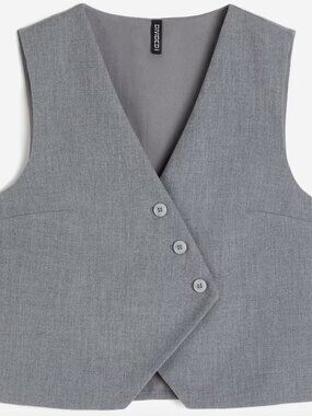 H&M Asymmetric-Front Waistcoat — Heather Gray